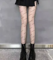Stampa lettera biancheria intima calze nera per donne calze sexy Summer Trendy Lady Socks Hosiery High Waist Stockings Nexhe