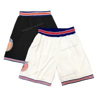 Fartyg från US Space Jam Basketball Shorts Tune Squad Mäns All Stitched White Black Top Quality