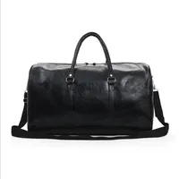 더플 가방 가죽 여행 가방 대형 더플 독립적 인 큰 피트니스 핸드백 수하물 어깨 흑인 남성 패션 지퍼 PU