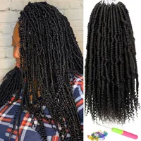 LANS Bomb Twist Crochet Hair 14 Inch Spring Twists Hair 60g Pcs Passion Spring Twisted Pre-looped Twist Fluffy Twist Braiding Synthetic Hair Extension LS02QP