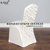 Chair Covers 1pcs Ivory Satin Rosette Lycra Spandex Cover \ Stretch Banquet For Wedding Event Party Decoration