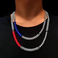 316L aço inoxidável link cubano colares de alta polida cor contas de cor splicing jóias homens hip hop rapper meninos colarinho correntes acessórios acessórios