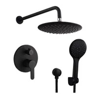Black Wall Mounted Shower System Bath Set with 10 Inch Head Diverter Mixer X0705