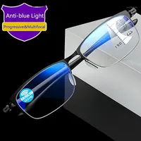 TR90 Ultralight Progressive Multifocal Lettura Occhiali da lettura Uomo Donna Anti Blue Ray Presboopic Mezza RIM in lega di titanio