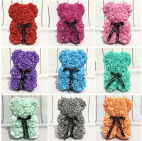 Alta Qualidade 18 Cor Rose Ursinho Urso Figuras Dia dos Namorados Presente 25 cm Flor Flor Decoração Artificial Natal Para Crianças Femininas Toy Atacado