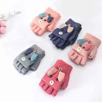 Cute Cartoon Cat Baby Gloves Winter Knitted Boys Girls Stretch Mittens Warm Kids Full Finger Gloves