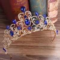 Grossist-kmvexo röd grön kristall bröllop krona drottning tiara brud krona huvudband brud tillbehör diadem meage hår smycken ornament