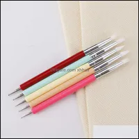 Dotting Tools Art Salon Health & Beauty Acrylic Double Head Nail Polish Sile Pen 5 Sets Of Dotted Needle Hollowed Out Embossing Clay Plastic