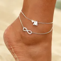 Initial Anklet Heart Infinity Silver Color Ankel Armband på benkedjan 26 Brevfot Smycken