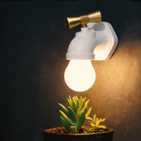 Wandleuchten Vintage Retrostil USB wiederaufladbare Smart Sprachsteuerung Wasserhahn Tap Lampe LED Nachtlicht für Nacht Flur