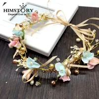 Hair Clips & Barrettes HIMSTORY Handmade Pearl Headband Floral Hairband Women Cute Jewelry Ornaments Bridal Crown Wedding Accessories Gifts