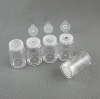 10 Ml Polvo suelto Recipiente Tarro Botella de plástico transparente contenedores de brillo cosmético-polvo ojo sombra botellas con tamiz y tapas SN5963