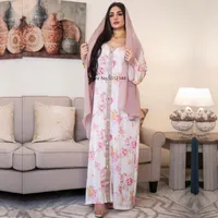 Casual Dresses Eid Ramadan Elegant Ethnic Floral Maxi Dress For Women 2021 Loose Muslim Jalabiya Long Sleeve Arabic Oman Dubai Islamic Cloth