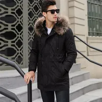 Mäns Läder Faux Real Fur Coat Men Mink Vinter Jacka Raccoon Collar Jackor Plus Storlek Mens Kläder 2021 SF-6828 YY1081