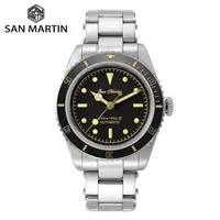 San Martin Diver Watch 6200 Rétro Water Ghost Sapide Saphir NH35 Hommes Montres mécaniques automatiques 20Bar Imperméable lumineux 211222