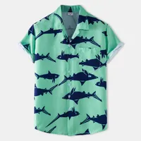 American Hawaiian Beach Style Shirts de gran tamaño Traje de verano Cuello de manga corta Impresa camisa de la fiesta de los hombres