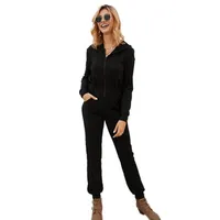 Dames Jumpsuits Rompertjes Zoux Dames Jumpsuit Hooded Lange Mouwen Womens Zwart Vintage Casual Plus Size 2021 Mode