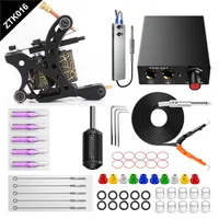 New Beginner Tattoo Kit Machine Kit Professional Liner Shader Tool with Solong Pedal Aghi Grips Tips Starter Kit Tattoo Guna58