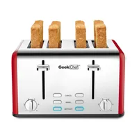 4-Slice Edelstahl-Toaster-Brotmacher kleine Küchengeräte Vier 1,5 Zoll breite Slots 360 drehen sich schnur automatische gleichmäßig schnelle Toasten