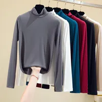 Женская футболка Wwenn Fashion Fashion Tshirt Solid с длинным рукавом O-образным вырезом.