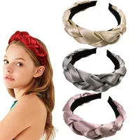 Kobieta Solid Hairband Weave Headband Moda Do Włosów Akcesoria Bezel Headwrap Diademas Para El Pelo Mujer Handmade Handmade Headwear