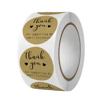 Kraft Thank You Stickers Labels Shopping Small Shop Business Stickers 1inch Wholesale 500 PCS Per Roll 1222216