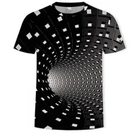 Erkek Grafik T Gömlek Moda 3 Dijital Tees Erkek Rahat Geometrik Baskı Görsel Hipnoz Düzensiz Desen Tops EUR Artı Boyutu XXS-5XL