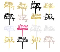 Acryl Happy Birthday Glitter Cake Topper Karten Kuchen Cupcake Dessert Insert Decor Party Home Supplies
