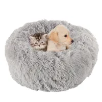 Lungo Peluche Soft Pet Dog Bed Grey Round Cat Inverno Caldo Letti Sleeping Borsa Cucciolo di cucciolo Cuscino Mat PORTATILE Animali domestici Forniture WillStar Y200330