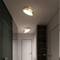 Plafonniers en cuivre Gold Cuivre LED Lampe de style moderne pour salon Chambre à coucher Chambre à manger Cuisine Allele Lustre Round Design Light