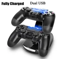 Çift Yeni Varış LED USB Chargedock Yerleştirme Cradle İstasyonu Kablosuz Playstation 4 PS4 Oyun Denetleyici Şarj Için Standı