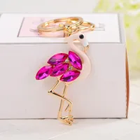 Flamingo Keychains Rings Rhinestone Fashion Car Key Charm Pendant Animal Keyrings Bag Jewelry Accessories Fashion Men Women Key Chain Holder