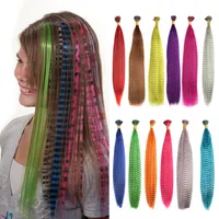 Plumas falsas sintéticas para extensión de cabello Arco iris para colorear accesorios de fiesta para mujer o niñas