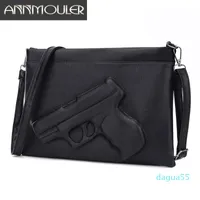 Annmouler Handbag High Quality Women Clutch 3D Gun Embossed Pistol Designer Envelope Crossbody Bag for Girls Q1106