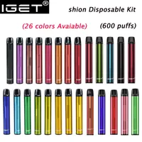 Iget Shion Tek Kullanımlık E-Sigaralar Pod Cihazı Kiti 600 Puffs 400 mAh Pil 2.4ml Önceden Tedarik Kartuş Vape Kalem Orijinal VS Bar Plus XXL