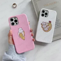Design Banana Cat Phone Custodietti per iPhone 12 Mini 12Pro 11 11Pro X XS Max XR 8 7 6 6S Plus Custodia per cassa della pelle della pelle