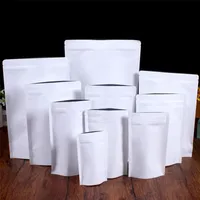 Stand-up wit Kraft papieren zak aluminium folie verpakking pouch voedsel thee snack geurbestendige hersluitbare tassen
