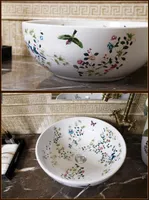 bird and flower Ceramic Sinks Counter Top Wash Basin vanities Bathroom Sink vessel wash basin ceramic bowl