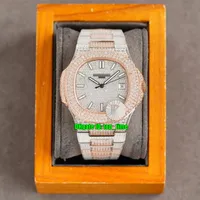 7 스타일 고품질 시계 RRF 40mm 노틸러스 5711 전체 다이아몬드 CAL.324 자동 망 시계 Pavé 다이아몬드 다이얼 로즈 골드 2 톤 팔찌 제작자 스포츠 손목 시계