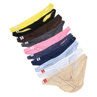 Sexiga Mens Briefs Soft Andas Silk Underkläder Hot Hips Upp Transparent Jockstrap Färgglada Underkanst Penis Pouch Sexiga Panties