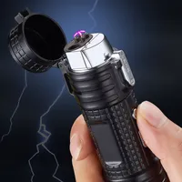 3 In 1 Torch Cigar Lighter Multifunction Windproof Jet Flame Electric Arc Pulse Lighter with LED Flashlight Creactive