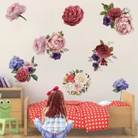 Stickers muraux autocollant pivoine rose accueil décoration accessoires de la pièce pour salon chambre enfants enfants