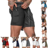 Hommes Sports Gym Compression Poche de téléphone Pochette Sous la couche Couche courte Pantalon Athlétique Solide Collants Souris