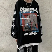 2021 Yeni Com Capuz Japonlar Streetwear Masculino Hip Hop Boy Moletom Solto Casal Harajuku Punk Topos Casuais Primavera Outono Rock IJ2G