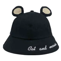新しいゴーラのかわいい漫画の黄色いピンクの黒い猫の耳のマウスバケツの帽子女性帽子の帽子の帽子夏G220311