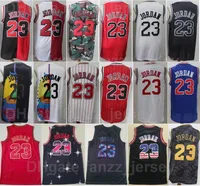 Mannen Basketbal Michael Jersey 23 Retro All Stitched Red Blue White Black Stripe Team Kleur Vintage Ademende Pure Katoen voor Sportfans Uitstekende kwaliteit te koop