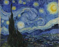 Yıldızlı gece Vincent Van Gogh tarafından ünlü resimlerin tuval boyama