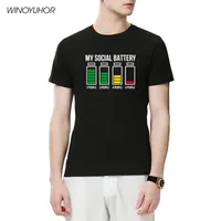 メンズTシャツMy Social Batteryは私を助けるメンズESTデザインプリント男性Tシャツ半袖ティーコットン面白い本節ユーモアトップ