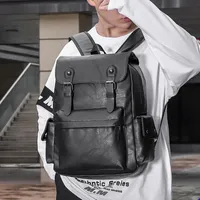 Rucksack Koreanische Männer Große Kapazität Männliche Tasche Weiche PU-Leder Waterprof Wearable Laptoptaschen Mode Schultasche Reise Rucksack