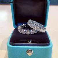 La mejor venta nunca se desvanece la joyería de lujo brillante 925 Sterling Silver Princess Cut White Topaz CZ Diamond Promise Wedding Normal Ring Gift H1115